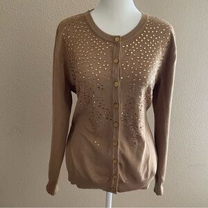 Reflect knit Wear‎ Latte Embellished Sequin viscose Blend Cardigan Sweater